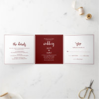 Script minimaliste Bourgogne Mariage rouge foncé