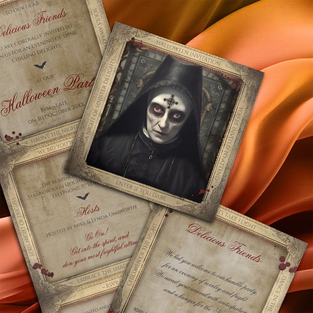 Invitation Trois Volets Simple Déplaisant Gothique Nun Adulte Halloween (Créateur téléchargé)