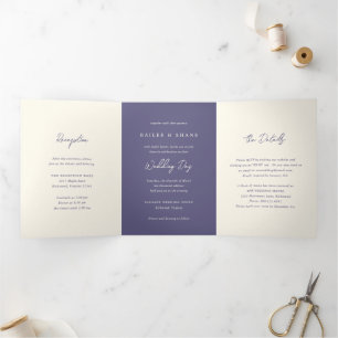 Invitation Trois Volets Simple Dusty violet Mariage moderne