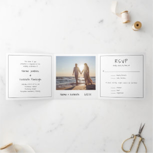 Invitation Trois Volets Simple minimaliste photo Mariage moderne