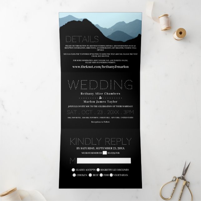 Invitation Trois Volets Suite Mariage Blue Mountain Range (Intérieur)