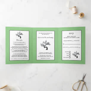 Invitation Trois Volets Suite Mariage de silhouette d'arbre