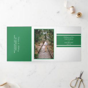 Invitation Trois Volets Suite Mariage moderne Sea Green