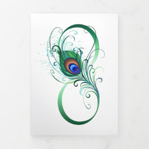 Invitation Trois Volets Symbole d'infini avec plume de paon
