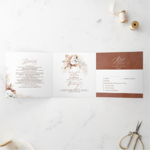 Invitation Trois Volets Terracotta Floral Exotic Moderne Boho Mariage