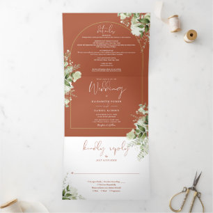 Invitation Trois Volets Terracotta Greenery Gold Arch Mariage photo