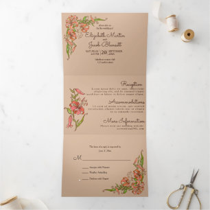 Invitation Trois Volets Tiger Lily tout en un Mariage
