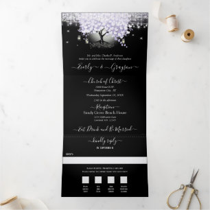 Invitation Trois Volets Tout En Un Élégant Mariage De Coeur De Feuille De 