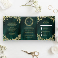 Vert émeraude Branche de feuille d'or Tout en Un M