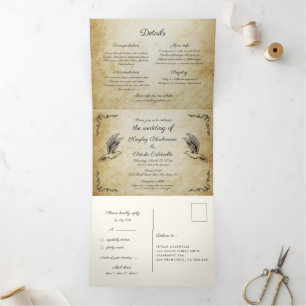 Invitation Trois Volets Vintage tout en un mariage