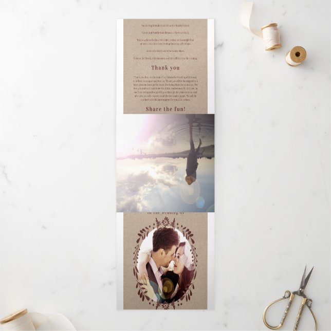 Invitation Trois Volets Winery Burgundy Wreath Mariage Photo Itinéraire (Extérieur)