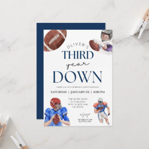 Invitation Troisième année bas football thème garçon 3e anniv