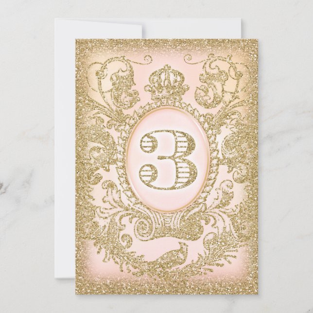 Invitation Troisième anniversaire Il était une fois Princesse (Devant)
