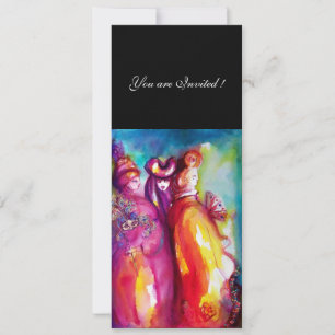 Invitation TROISIÈME BAL masqué ,or rouge jaune bleu