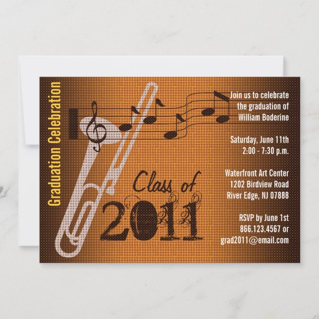 Invitation Trombone 2 de musique d'invitation de fête de (Devant)