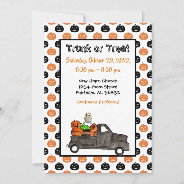 Invitation Tronc ou traiter l'invitation d'Halloween (Devant)