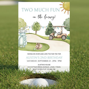 Invitation Trop de plaisir Thème de golf 2e Anniversaire Par-