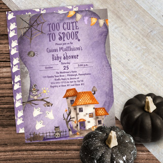 Invitation Trop mignon pour parler Baby shower d'Halloween (Créateur téléchargé)
