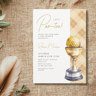 Invitation Trophée de golf Argyle jaune pour Baby Shower Par-
