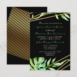 Invitation Tropic Jungle Black White Party raypes Luxe