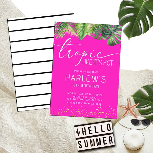 Invitation Tropic Like It's Hot Pink Tropical Birthday (Créateur téléchargé)