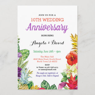 Invitation Tropical Aloha épousant l'invitation floral