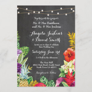 Invitation Tropical Aloha épousant l'invitation floral de