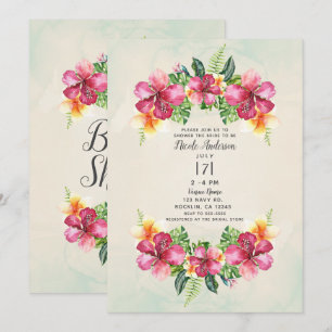 Invitation Tropical Aloha Fleurs Botanical Réception de Maria