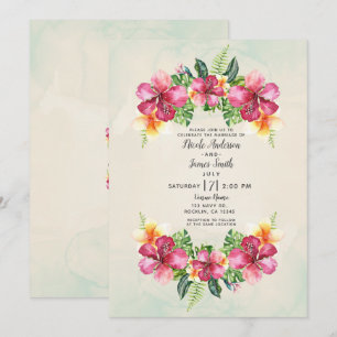 Invitation Tropical Aloha Fleurs Floral Botanique Mariage