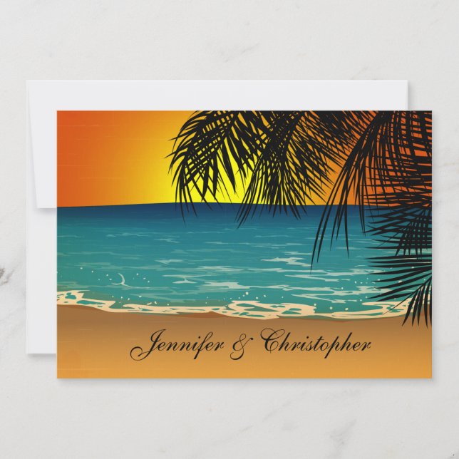 Invitation Tropical Beach at Sunset Mariage (Devant)