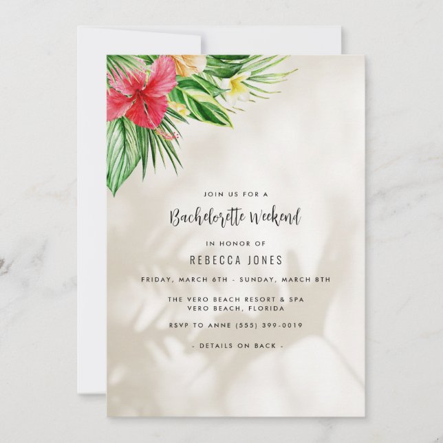Invitation Tropical Beach Bachelorette Week-end Getaway (Devant)