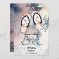 Tropical Beach Coral Flip Flops Sweet 16 Party