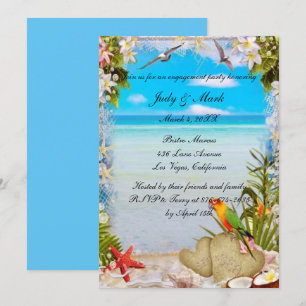 Invitation Tropical Beach Floral Mariage