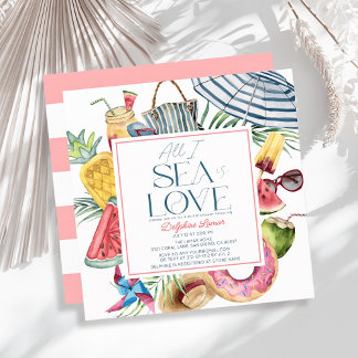 Invitation Tropical Beach Gear Umbrella Bridal Shower