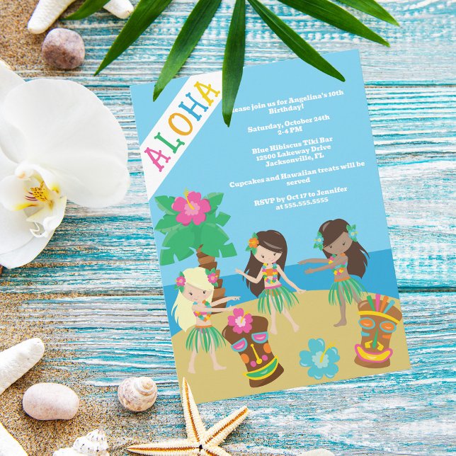 Invitation Tropical Beach Hula Dancing Luau Anniversaire (Créateur téléchargé)