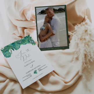 Invitation TROPICAL Beach leaf Save the Date