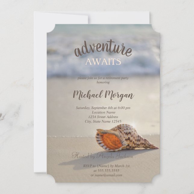 Invitation Tropical Beach Ocean Seashell Retraite (Devant)