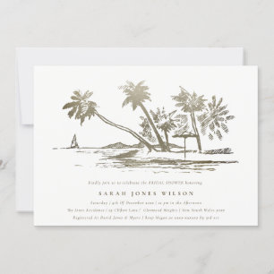 Invitation Tropical Beach Palm Tree croquis Gold Fête des mar