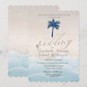 Invitation Tropical Beach Parties scintillant Palm Mariage