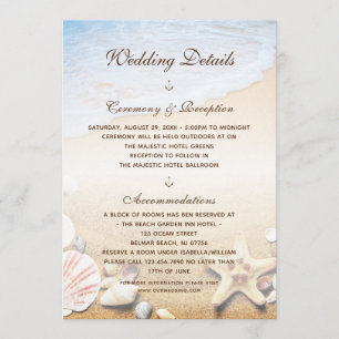 Invitation Tropical Beach Starfish Détails du Mariage