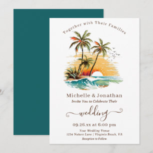 Invitation Tropical Beach Sunset Destination Mariage