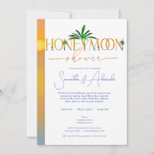 Invitation Tropical Beach Sunset Honeymoon Couples Douche