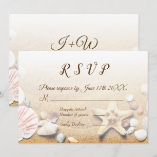 Invitation Tropical Beach Wedding Starfish Shells RSVP