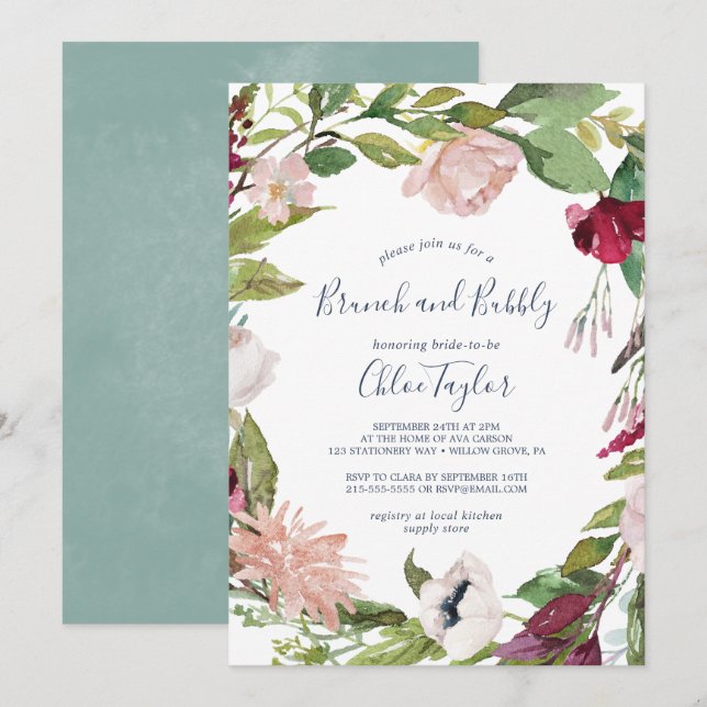 Invitation Tropical Breeze Brunch et Bubbly (Devant / Derrière)