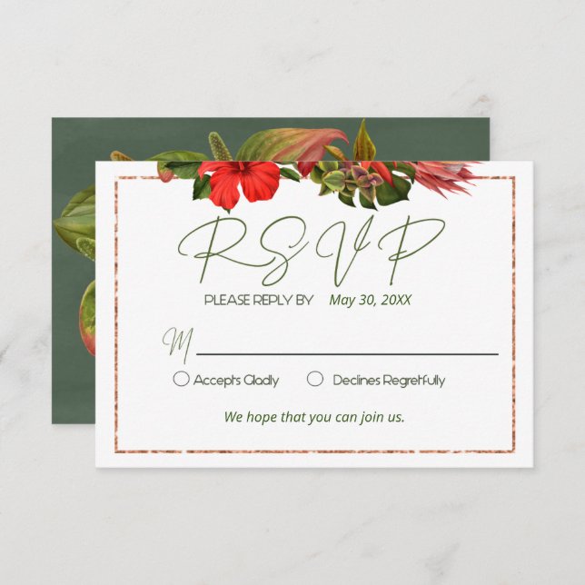 Invitation Tropical Breeze Luxuriant Botanique RSVP (Devant / Derrière)