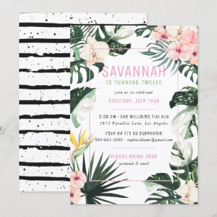 Invitation Tropical Chic   Fête d'anniversaire de Monstera Ex