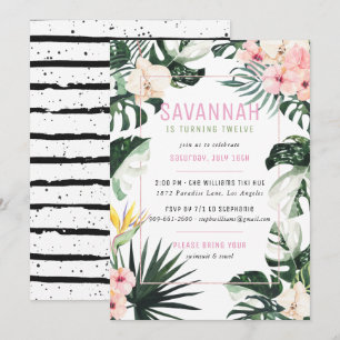 Invitation Tropical Chic   Fête d'anniversaire exotique Monst