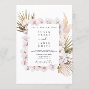 Invitation Tropical chic orchidée rose mariage