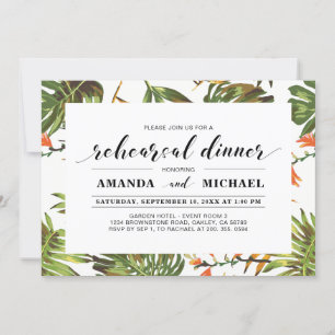 Invitation Tropical Dîner de répétition Mariage simple et m