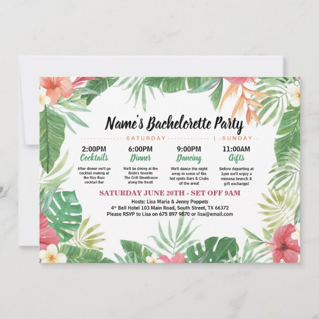 Invitation tropical d'itinéraire de Fête de la (Devant)